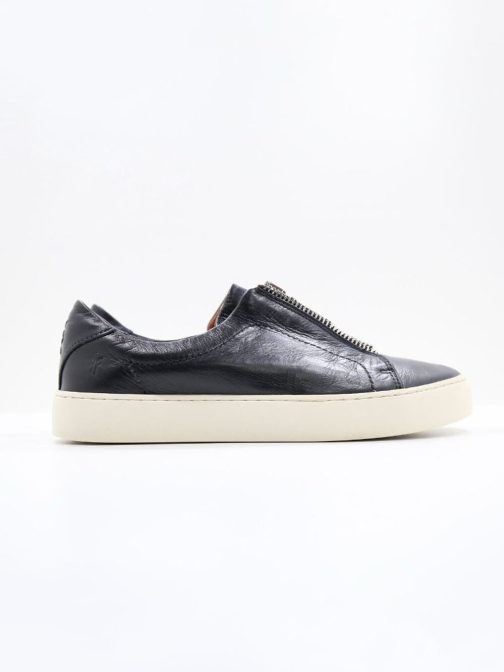 Frye Lena Black Leather Low Zip Top Sneakers - Women's 9 - Picture 3 of 7